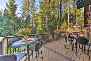 Furnished Deck | Outdoor Dining | Private Hot Tub | Wooded Lot