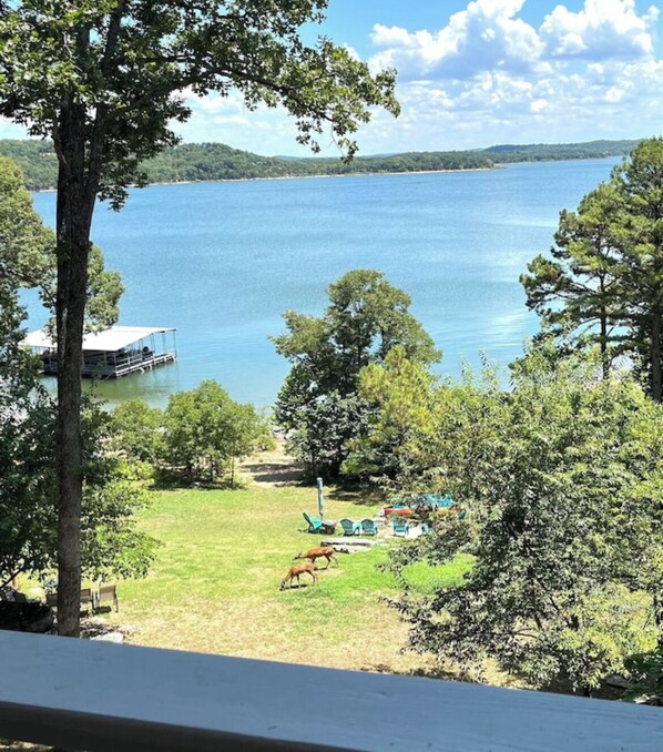 View from Upper deck. Easy lake access to beautiful cove.