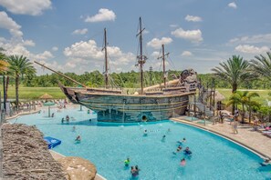 Communal pool pirate ship