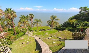 Terraced gardens leading to lake. Imagine your boat launched from here.