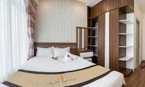 Master bedroom with modern design.