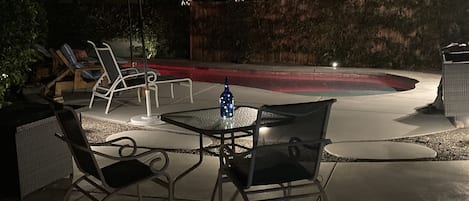  poolside patio with propane firepit for your enjoyment