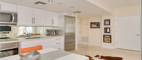 Kitchen with modern cabinetry and top of the line stainless appliances