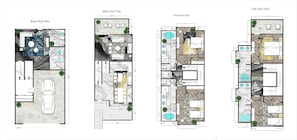Floor plan of the 4-story luxury townhome.