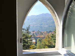 Blue, Window, Sky, Arch, Architecture, Wall, Room, Building, House, Tree