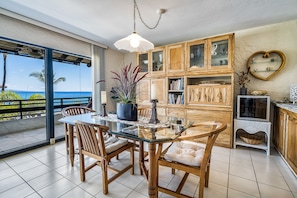 You even have a view of the coastline from the dining room!