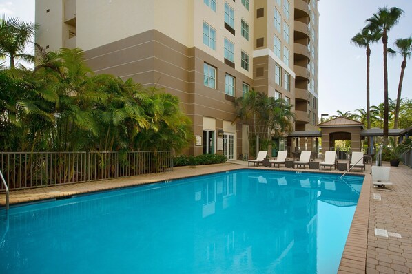 Take in gorgeous views while lounging around the on-site outdoor pool.