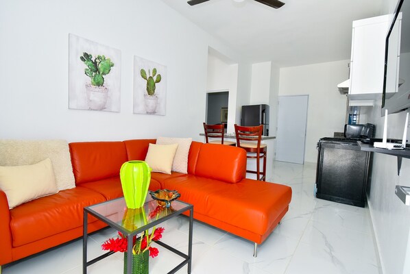 Living room and kitchen