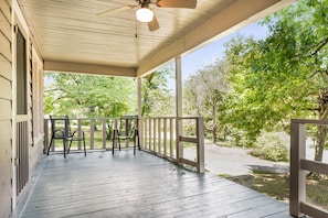 Front porch with shade and breeze galore at any time of day. 