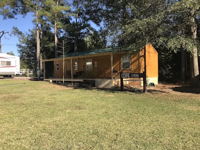 beautiful cedar hut in the woods