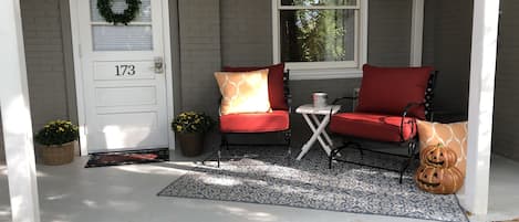 Private patio with comfortable chairs