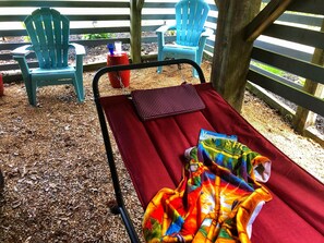 Ground level seating area for relaxing in the cool shade on a hot summer day or a perfect place to grab a nap.
