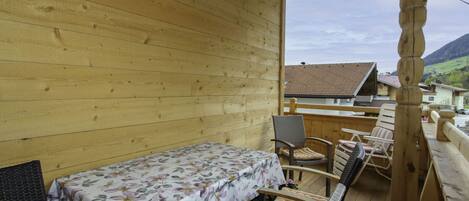 Furniture, Table, Property, Building, Sky, Chair, Plant, Wood, House, Shade