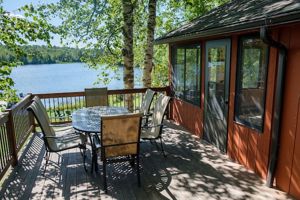 Shaded all season furniture on the deck