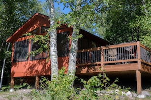 3 season porch and the deck that overlook the narrows of the lake.