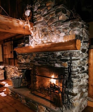 The coziest wood fireplace…