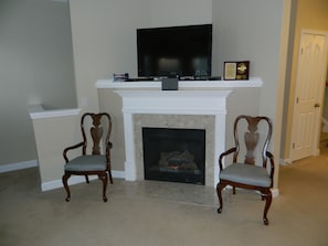 Living Room w/ gas fireplace on second floor