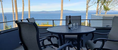 Panoramic ocean views from this balcony deck. 