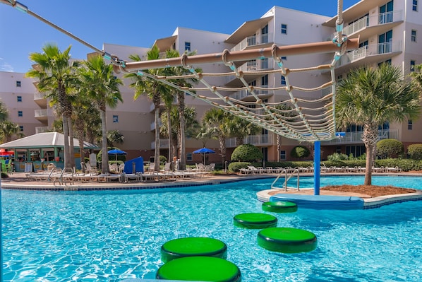 Main pool with lily pads