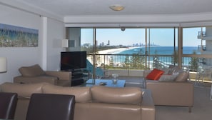 from Dining table view of Surfers Paradise - 40 kilometre view of coastline