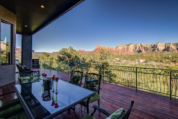 Wrap Around Main Level Deck with Outdoor Dining and Sitting Areas