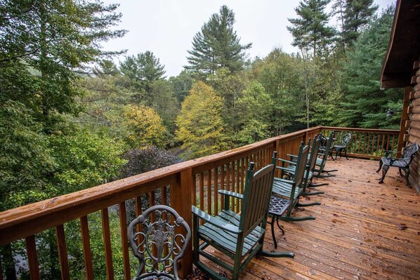 Open Porch Looking Out to the Wooded Mountain View
