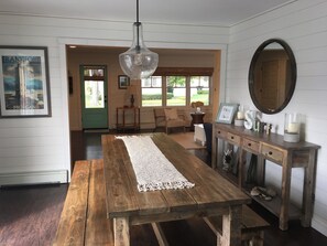 Large harvest table w/ benches 