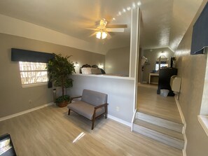 Great seating area to relax after a day of hiking or canoeing.