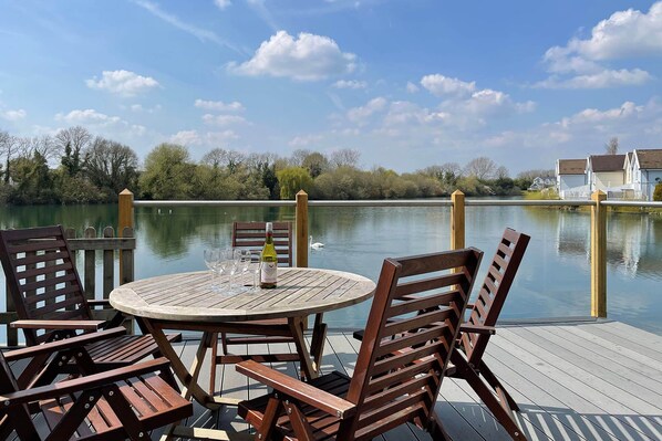 The private deck is a perfect spot to sit back and enjoy lakeside life