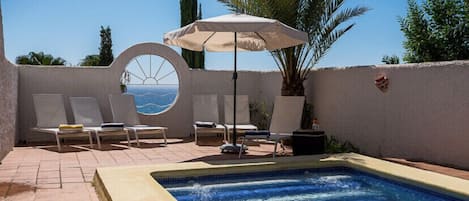 A view of the sea from the pool