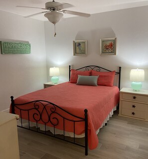 Queen size bed in second bedroom. Also pack n play in closet to borrow.