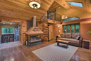 Curl up by the fire in the evening at this vacation rental!