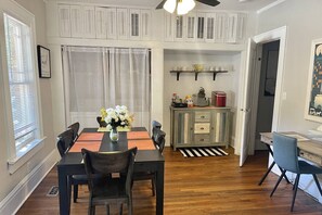 Walk into the kitchen when you arrive with a coffee bar and our happy clown jar!  Ice machine! Dedicated workspace for you to the right
