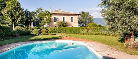 pool garden and villa