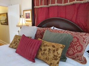 Luxurious bedding. Including a down duvet to curl up under.