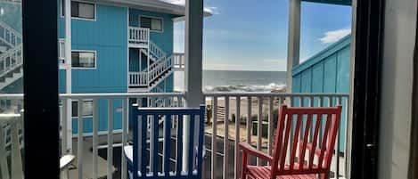 This is the view of the ocean and where the walkway to th