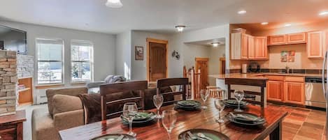 Dining area, Living room, and Kitchen