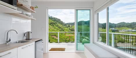 Kitchenette + Living room + stunning views