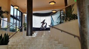 Upper level view of the lobby as you enter from the covered drive