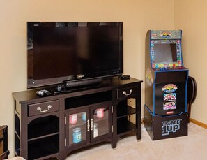 Plenty of entertainment options for all ages in the den