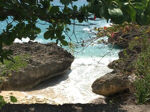 Hidden beach across the street.