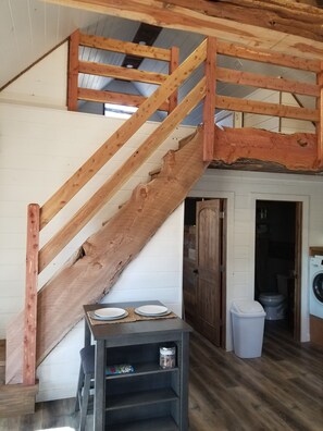 rough cut cedar stairs