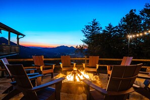 Outdoor propane fire pit.