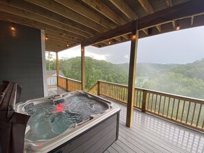 Hot tub on lower level