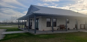 Outdoor seating on wrap around porch