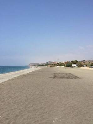 The beach looking toward Malaga. 