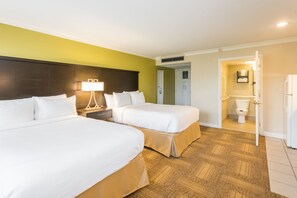 Relax on the comfy bed after a day outside.