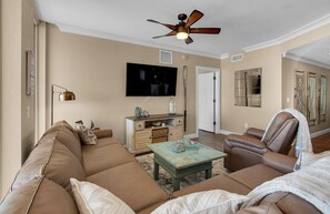 You'll feel at home with a big-screen HDTV and all the amenities