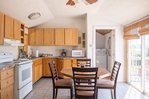 Plenty of room in the kitchen to share meals together