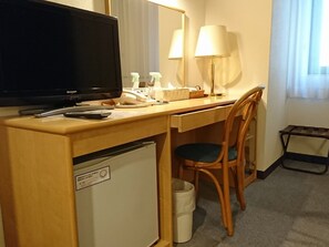 TV, refrigerator, telephone, hair dryer, deodorant spray